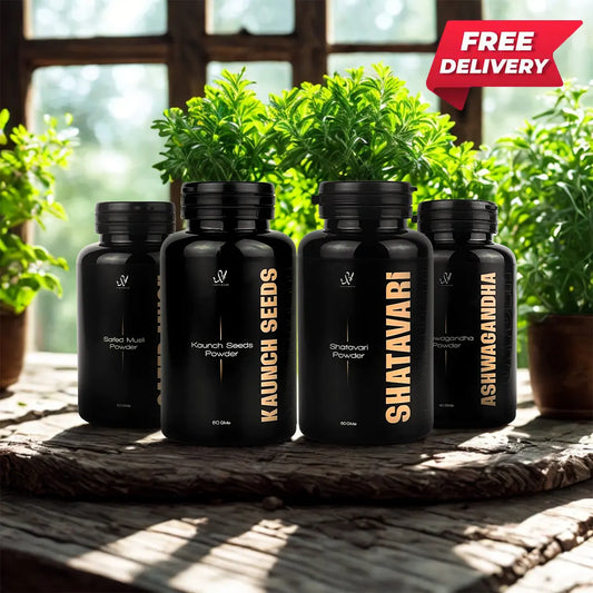 Ashwagandha (80G), White Musli (60G), Shatavari (60G) And Kaunch Seeds Powder (60G)